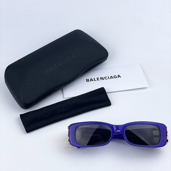 NEW Balenciaga BB0096S 004 Violet/Gold Gray Rectangle/Narrow Women Sunglasses - Picture 10 of 12
